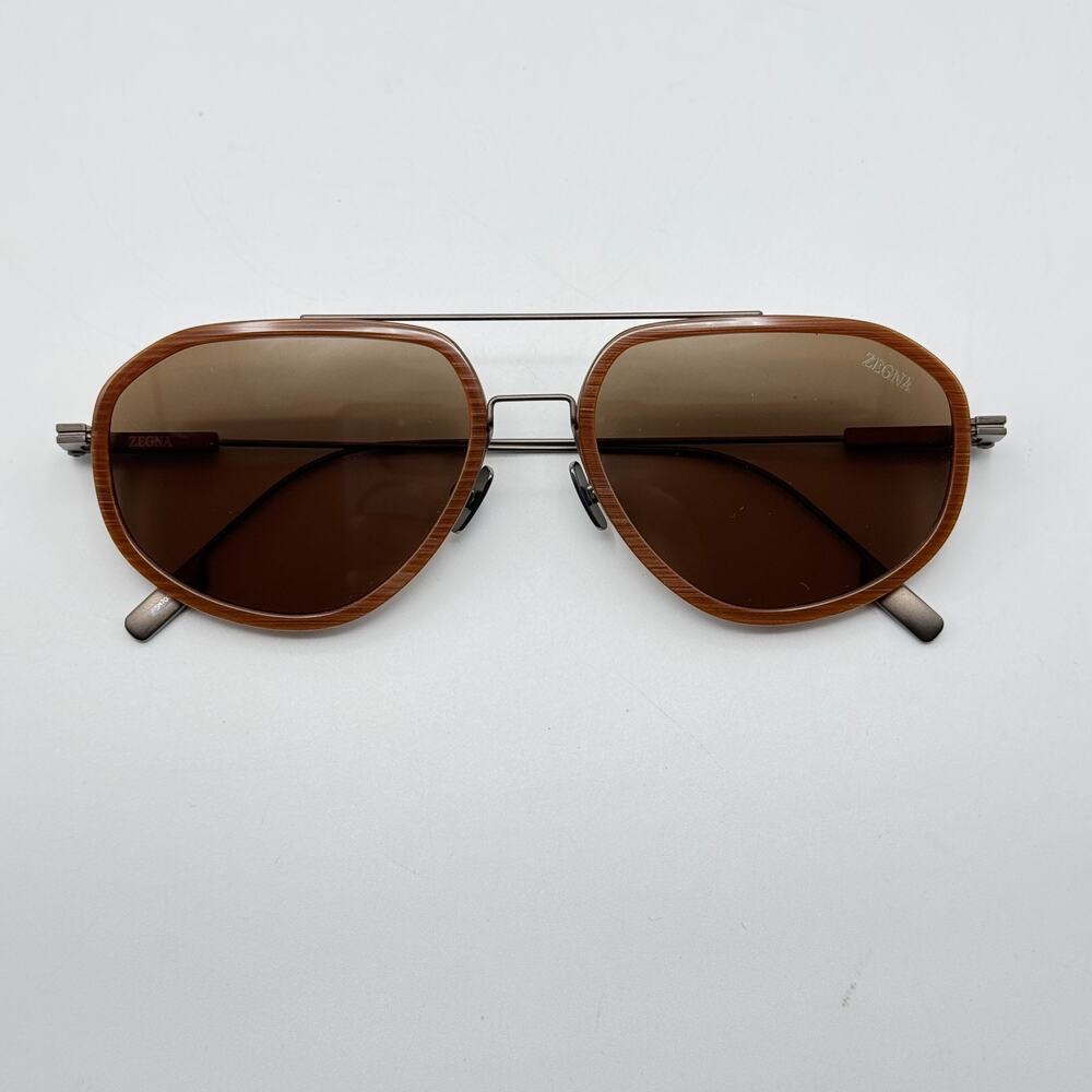 Ermenegildo Zegna Sunglasses EZ0305 47E Brown Striped Frame Brown Lens 56mm New